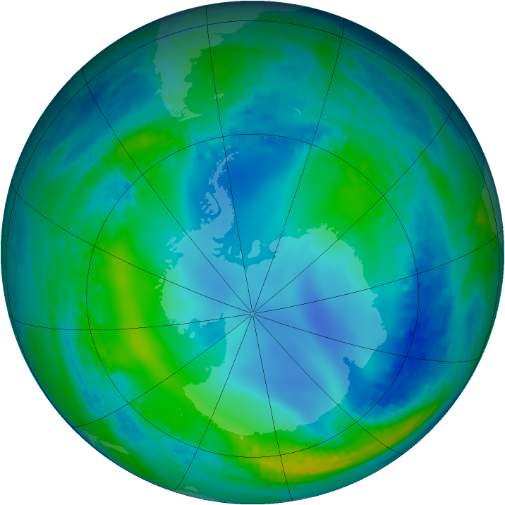 Antarctic ozone map for 26 May 2003